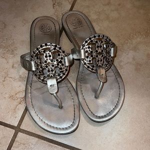 Silver Tory Burch Miller sandals size 7.5
